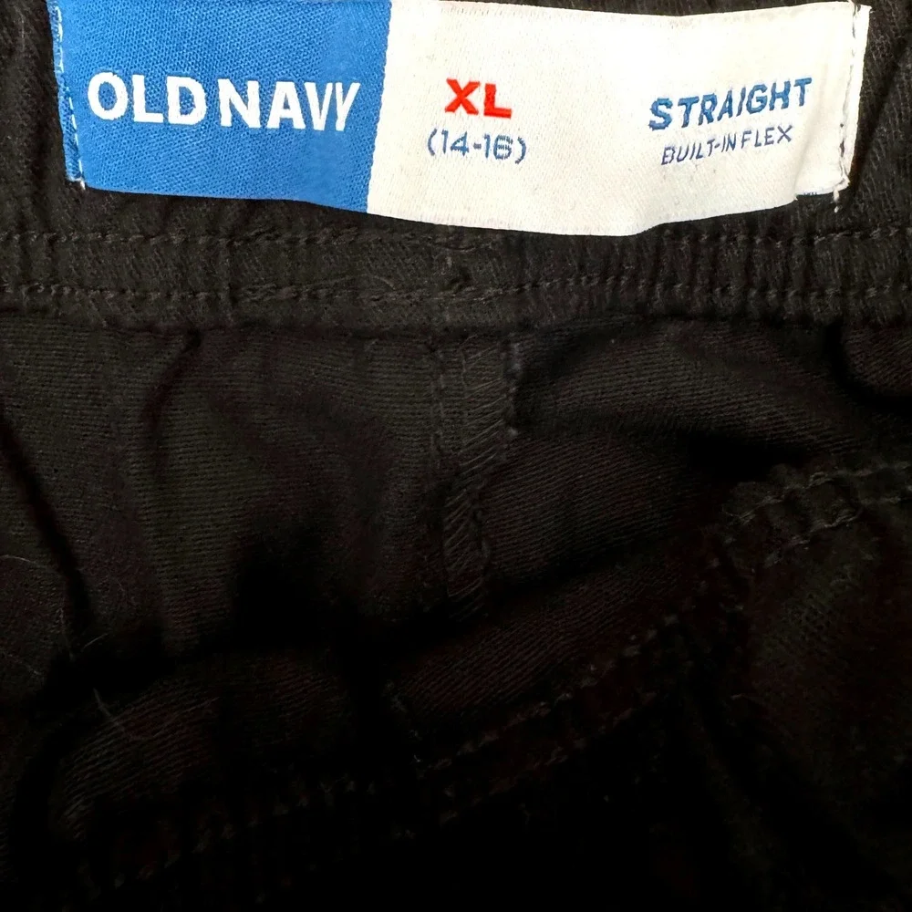 Old Navy Pants Built-In Flex Straight Black Size XL 14-16 Kids Chino